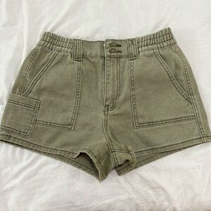 Green denim shorts